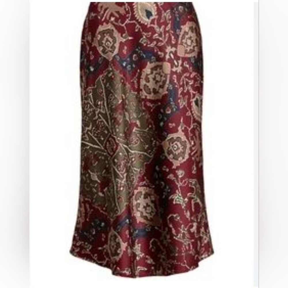 NWT Lauren Ralph Lauren Women's Red Animal Print Elastic Waist A-Line Skirt